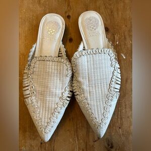 White leather mules